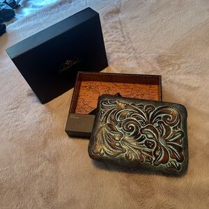 Embossed Leather clutch with Box
